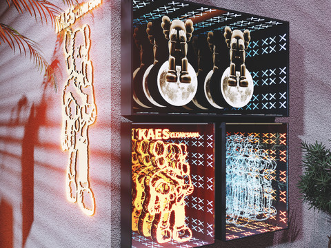 kaws neon light net red light box abyss mirror