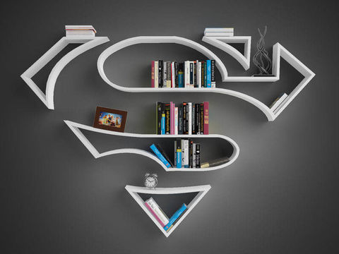 Modern Minimalist Creative Solid Wood Superman Logo Bookshelf Free