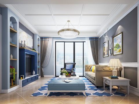 Mediterranean Living Room Dining Room