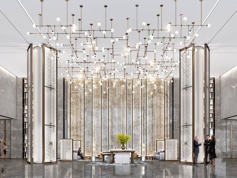 Neo-Chinese Style Affordable Luxury Style Hotel Lobby