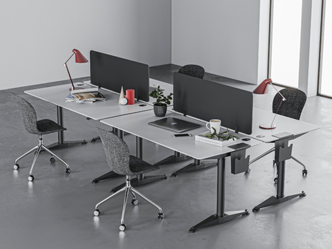 Modern office desk and chair card position