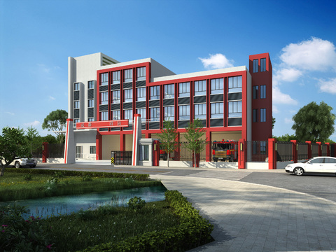 Modern fire brigade fire station building appearance