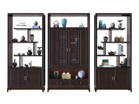 New Chinese-style Antique Frame Decorative Cabinet Combination