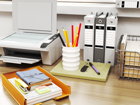 Office supplies printer folder pen holder