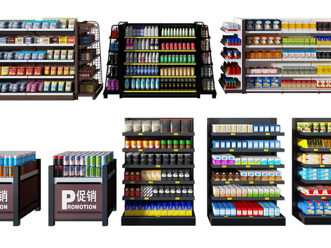 Modern supermarket showcase shelves