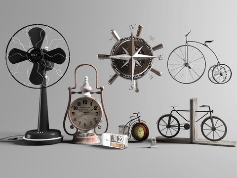 Industrial wind fan watch ornaments compass combination