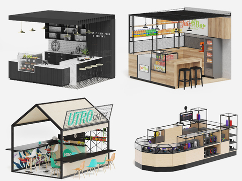 Industrial wind shopping mall water bar kiosk