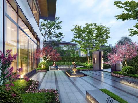 modern residential building Garden Landscape psd