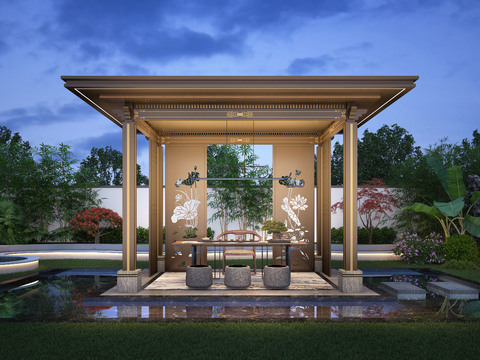 New Chinese Pavilion Courtyard Garden