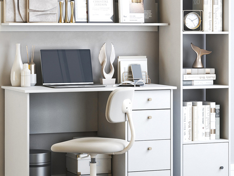 Modern Desk Computer Desk Bookcase