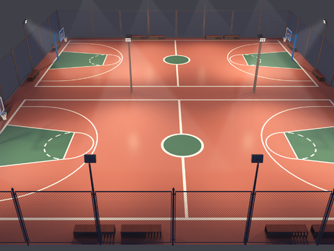 Modern outdoor basketball court