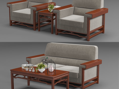 Neo-Chinese Style Solid Wood Office Sofa