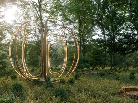 Modern forest flowers and trees landscape