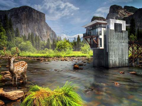 modern river fawn landscape psd