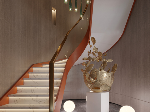 Modern revolving staircase stairwell