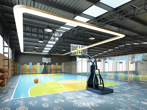 Industrial wind children's indoor basketball court