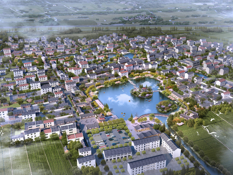 new chinese residential building appearance bird's eye view psd