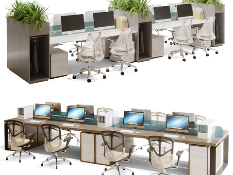 Modern office desk and chair card position