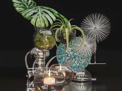 Modern round glass candle holder ornaments