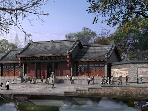 Chinese Ancient Garden Landscape psd