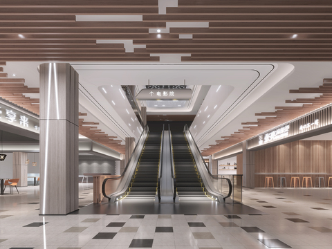 Modern mall aisle escalator