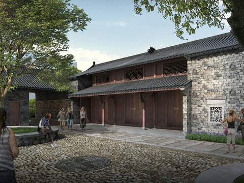 Neo-Chinese Style ancient building appearance psd