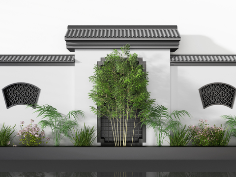 Chinese Huizhou Architecture Horse Head Wall Green Planting