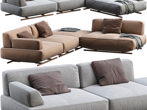 Natuzzi modern fabric corner sofa