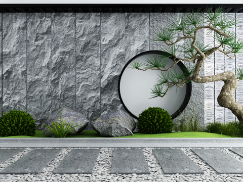 Modern courtyard archway landscape sketch