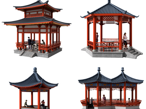 Chinese ancient building pavilion combination