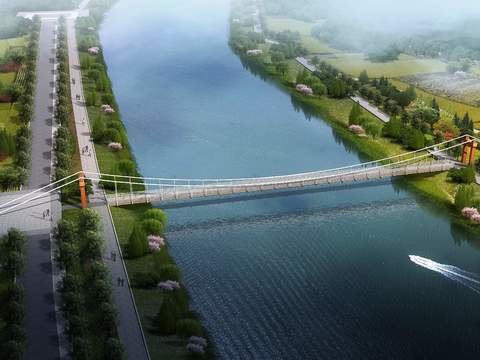 modern lakeside overpass bird's eye psd