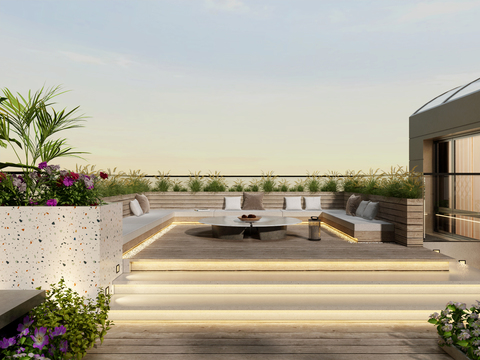 Modern Terrace Courtyard Garden