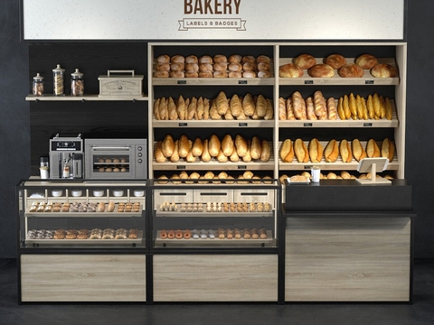 Modern Bakery Cashier Shelves