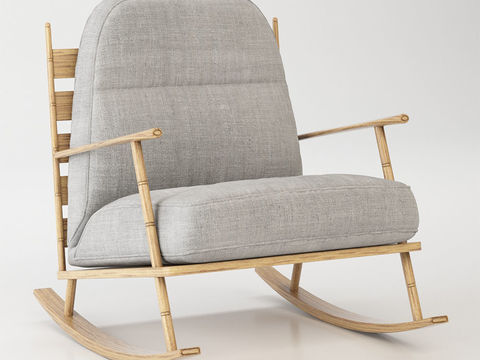 Nordic Simple Bamboo Fabric Leisure Rocking Chair Free