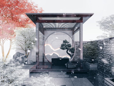 Neo-Chinese Style garden pavilion landscape