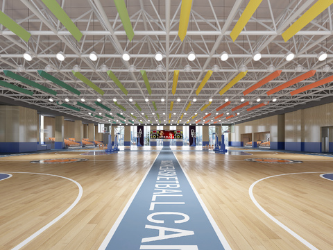 Modern indoor basketball court