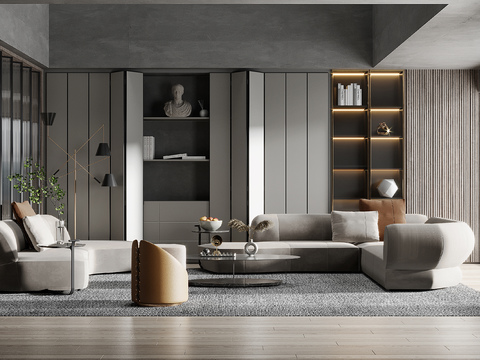 Molteni & C Modern Flannel Corner Sofa Combination