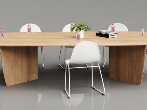 Modern solid wood conference table and chair combination