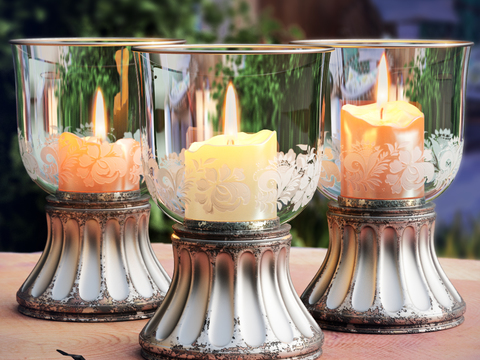 European style old glass candle holder