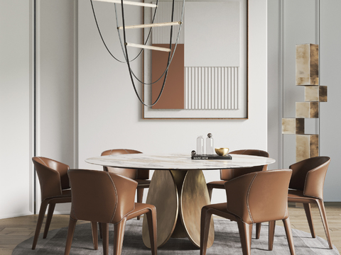 Natuzzi marble round dining table and chair