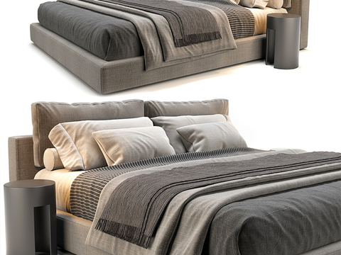 Poliform modern gray fabric double bed