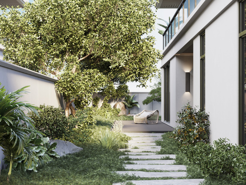 Modern Villa Courtyard Garden