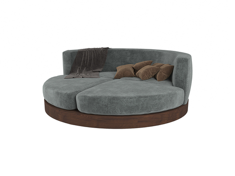 Nordic Simple Solid Wood Fabric Round Sofa Bed Free