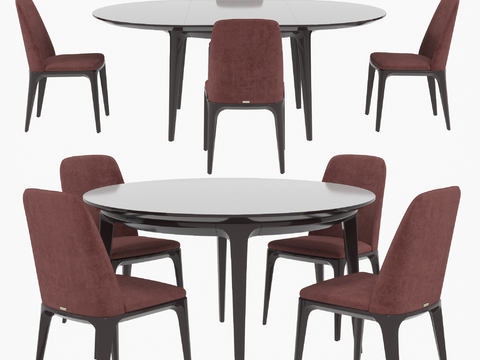 Natuzzi modern round dining table and chair