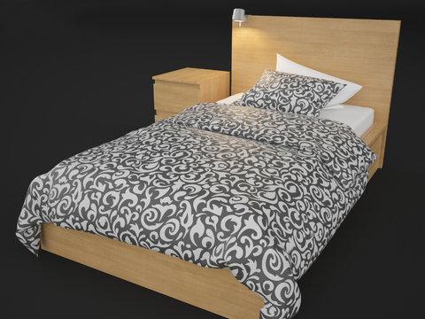 Modern Minimalist Solid Wood Fabric Single Bed Free