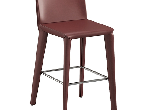 Bonaldo Modern dark red Leather Bar Chair