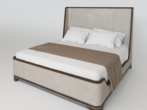 Neo-Chinese Style Affordable Luxury Style Solid Wood Fabric Double Bed Free