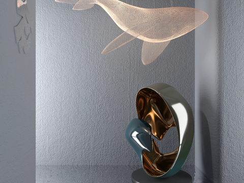 Modern Whale Metal Sculpture