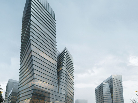 high-rise office building psd