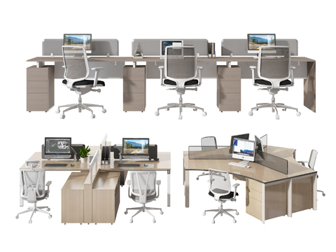 Card position screen office desks and chairs